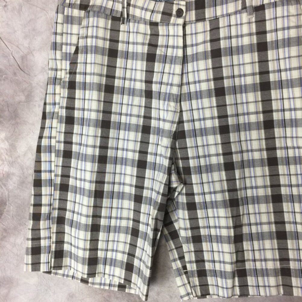Raviya Womens Shorts Size 14 Brown Plaid Glitter Check High Rise Classic Bermuda